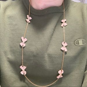J. Crew Gold and Pink Bow Necklace